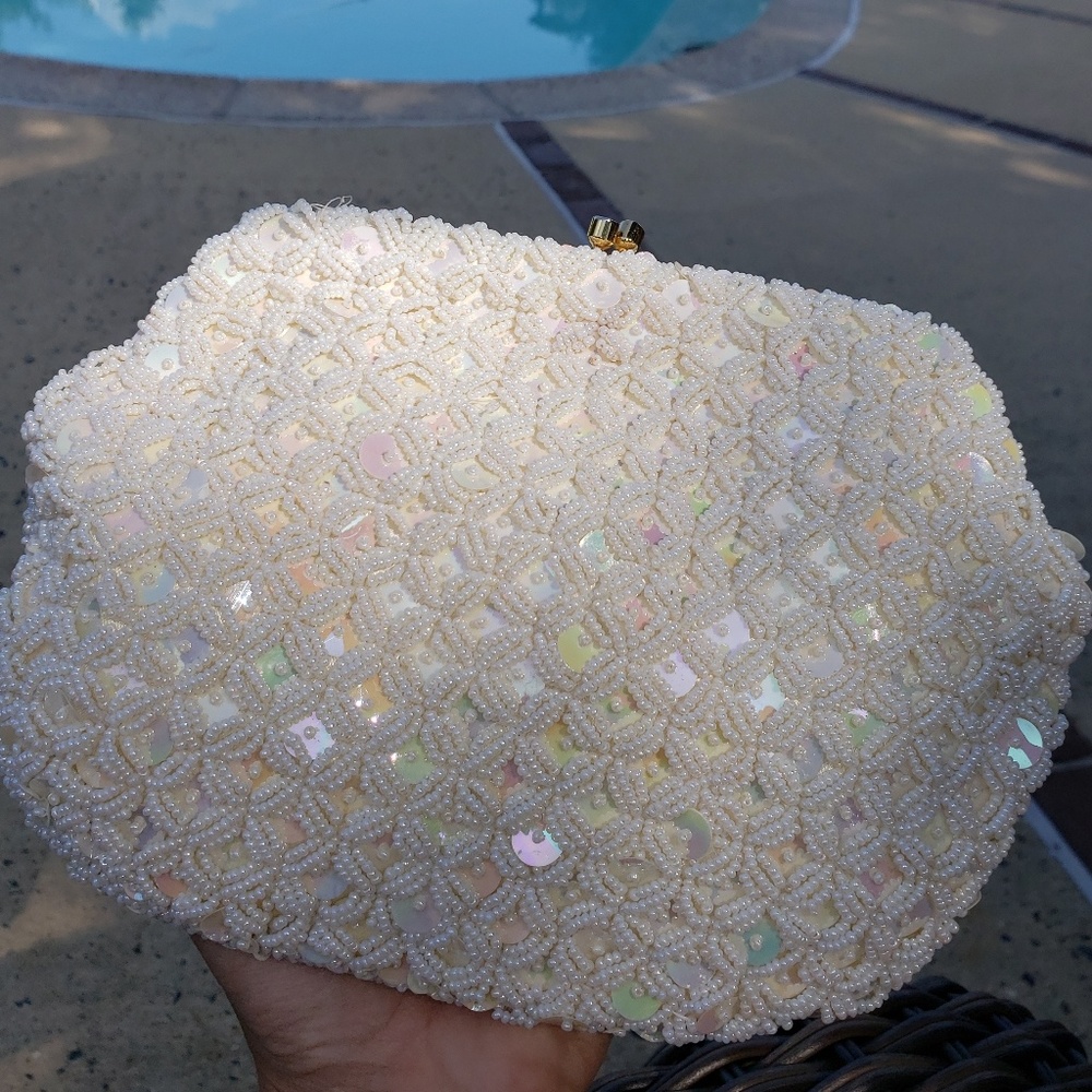 Vintage 1950s White Beaded Purse - Picture 7 of 7